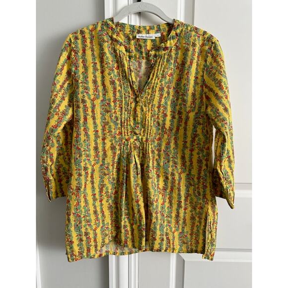 Roller Rabbit Rhody Stripe Arles Tunic Size: Small Color: Yellow Floral Print - Picture 3 of 8